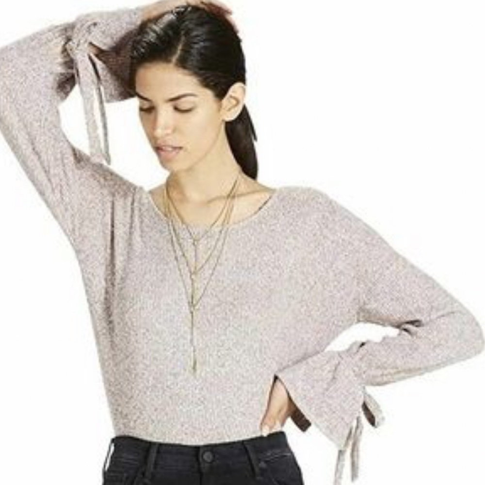Lucky Brand women's fashion knit tie sleeve rib pullover top - Picture 7 of 14